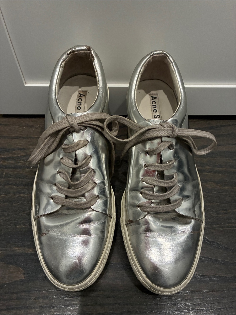Acne Studios Women’s Adriana Metallic Silver Sneakers